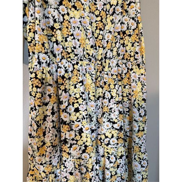 Sanctuary Size XL Ditzy Floral Tiered Maxi Dress Black Butter Yellow Daisy Print - Picture 7 of 14
